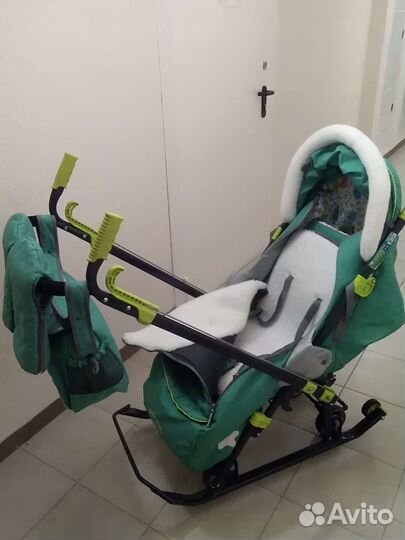 Детские санки коляска с колесами