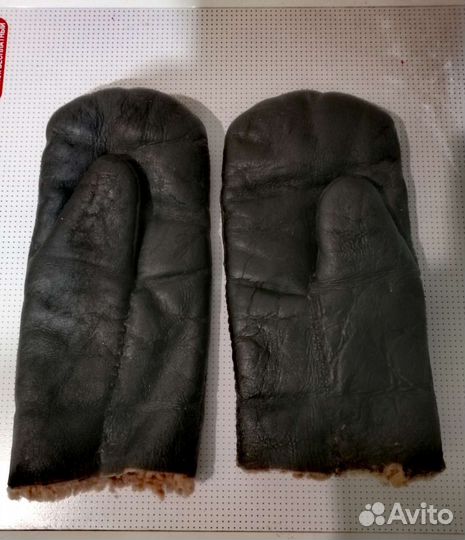Рукавицы кожаные с овчины СССР, винтаж