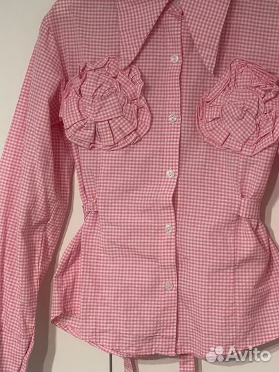 Рубашка в клетку женская розовая