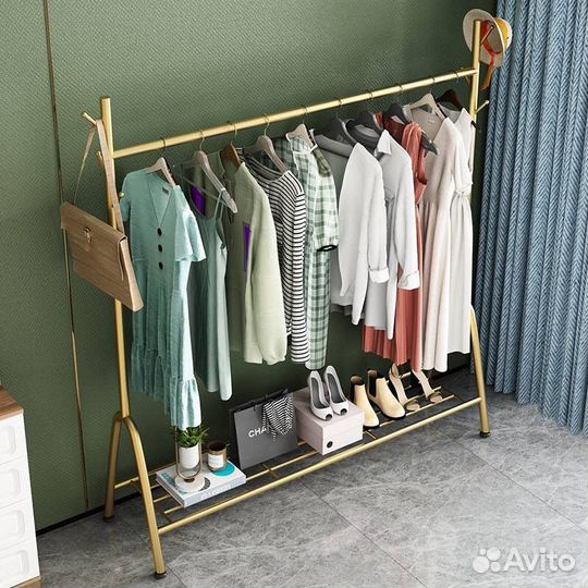 Вешалка напольная золотая