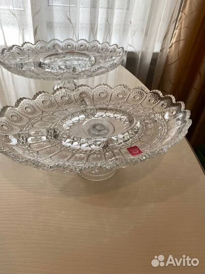 2 новые хрустальные вазы для орехов