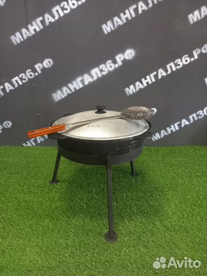 Казан чугунный на 12 литров с треногой 360 мм