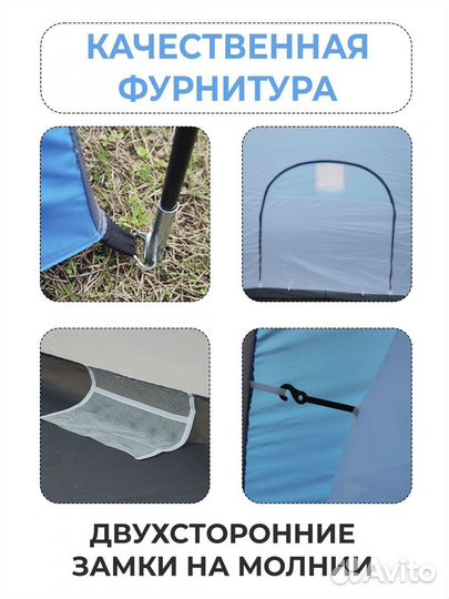 Палатка 6 местная с тамбуром двухcлойная TY-002