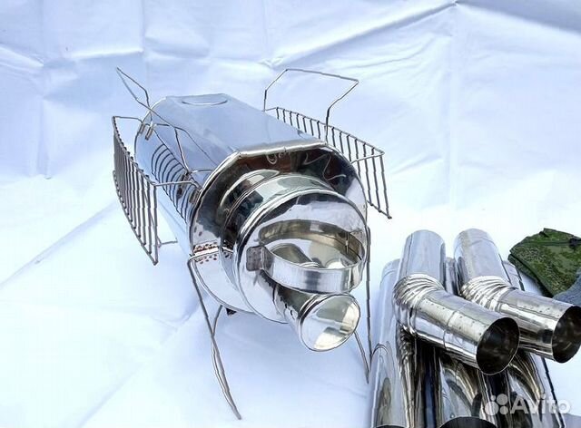 Печь для палатки Кабанчик на 15 л. с решетками