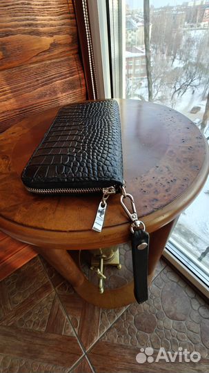 Клатч черный кожаный