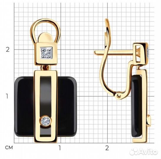 Серьги из золота с бриллиантами и чёрной керамикой