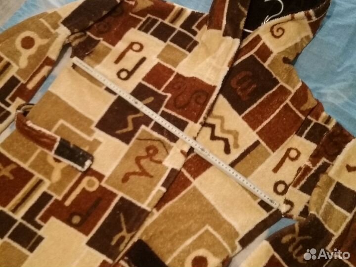 Мужской махровый халат с капюшоном 60размер