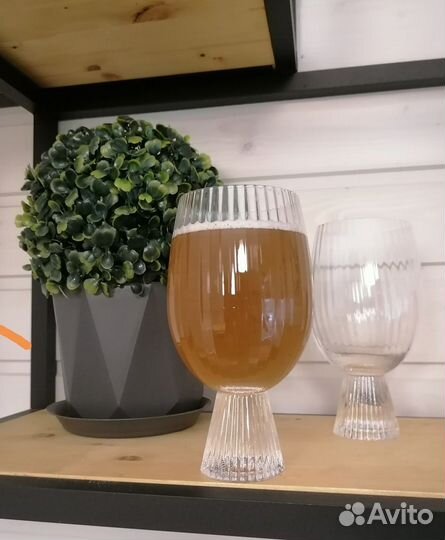 Бокалы для пива 2 шт с рельефной огранкой