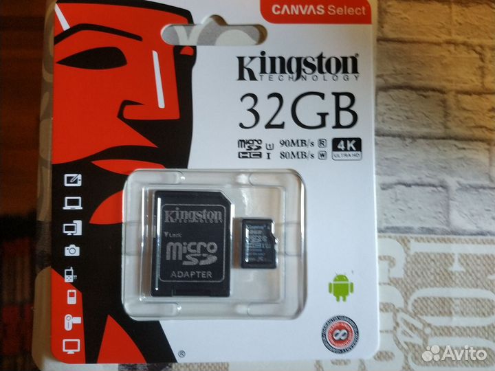 Карта памяти Kingston MicroSD 32 с адаптером