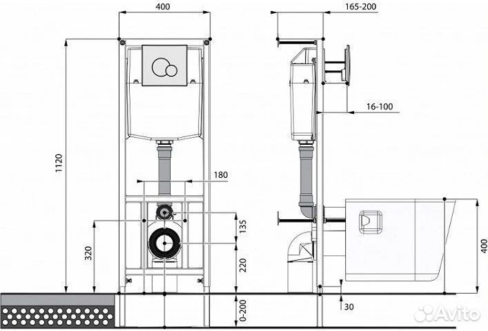 Инсталляция с подвесным унитазом Santeri Альфа