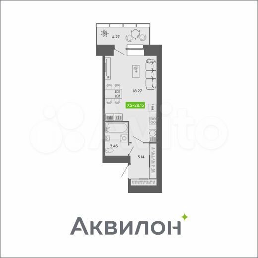 Квартира-студия, 28 м², 10/11 эт.