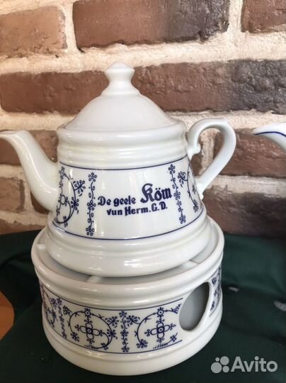 Чайник с подогревом синий лук, индийский узор