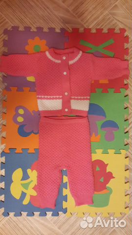 Вязаный костюм + шапочка р.62-68