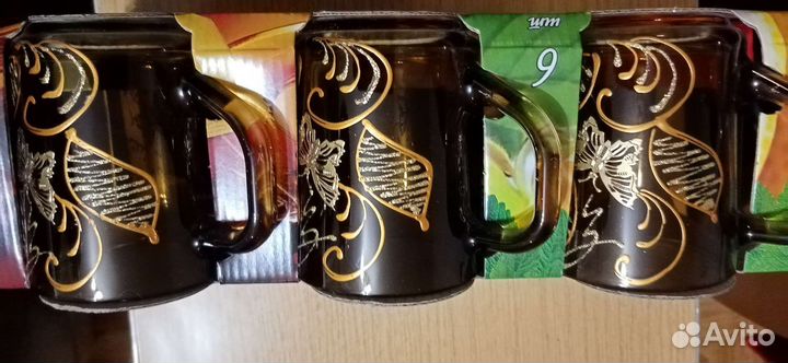 Новые кружки и стаканы, стекло