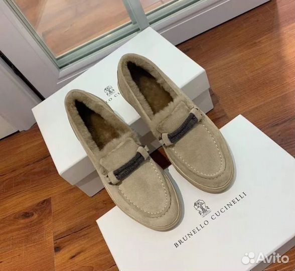 Лоферы с мехом Brunello Cucinelli в наличии 38, 40