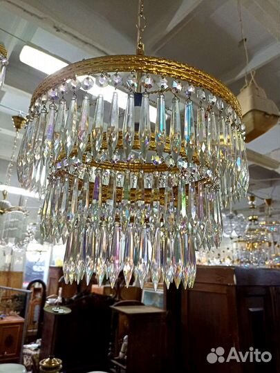 Винтажная хрустальная люстра, Чехословакия, 1970х