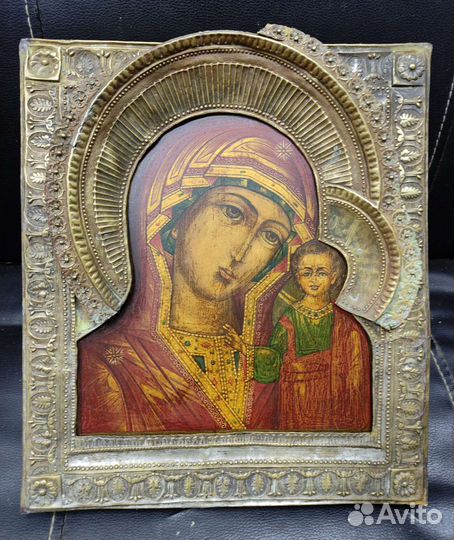 Старинная икона Казанская Божья матерь