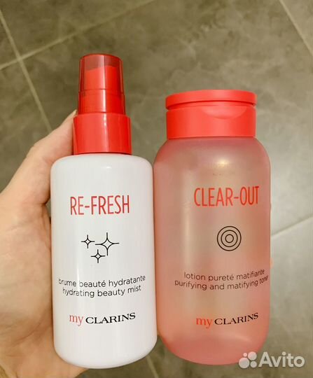 Clarins Спрей Re Fresh новый и тоник Clear Out