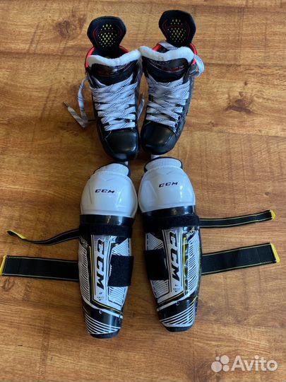 Коньки Bauer 2X Y8.0D и Y10.5D. Щитки CCM 9