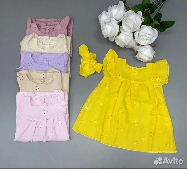 Летнее платье с повязкой 76-92