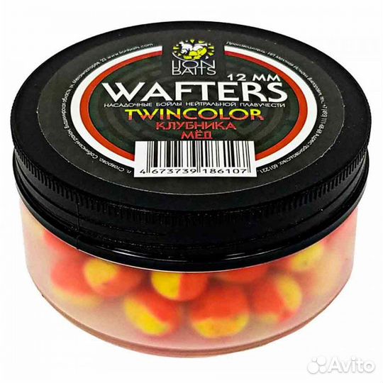 Бойлы 12мм wafters Twincolor Клубника-мед Lion Bai