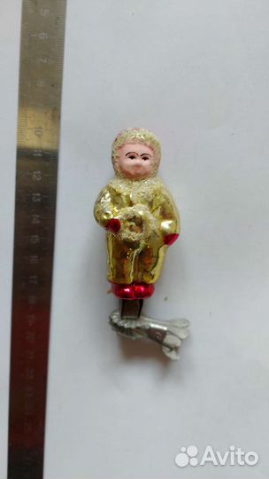 Елочные игрушки СССР редкая девочка с погремушкой