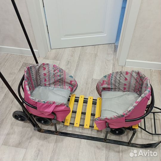 Санки для двойни с колесами