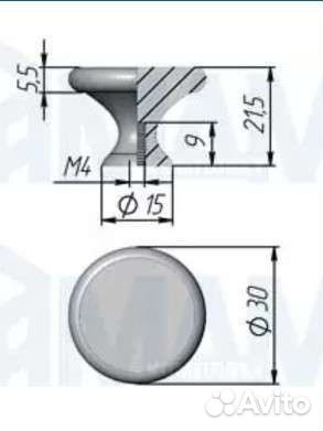Мебельная ручка-кнопка D30мм золото Giusti Италия