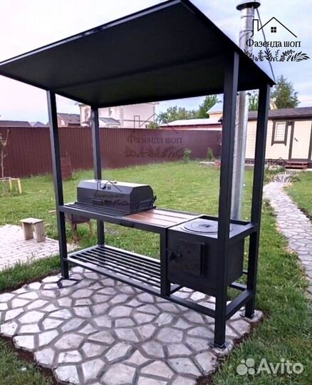 Мангал лофт с печью под казан