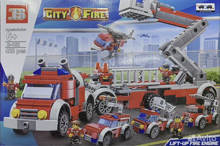 Конструктор пожарная машина 428 деталей city fire
