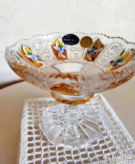 Конфетница на ножке Bohemia MaxCrystal Золото