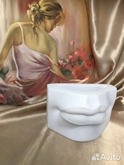 Подарок кашпо губы