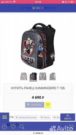 Школьный рюкзак hummingbird T 106