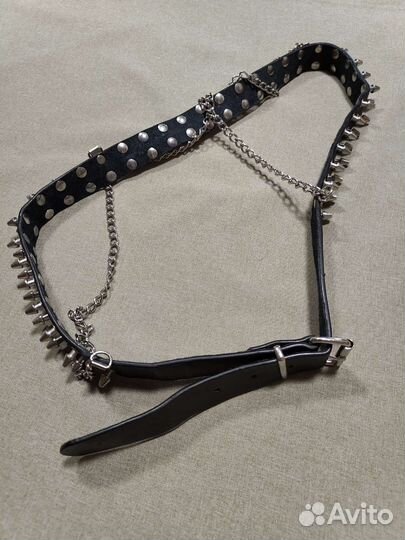 Кожаный ремень с шипами Nickel Free 120см