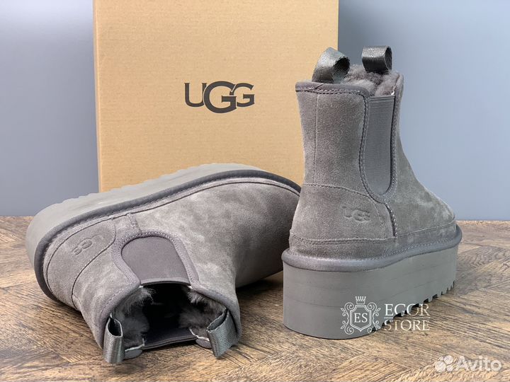 Ugg Neumel Platform Chelsea Grey угги женские боти