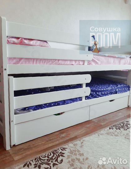 Детская Кровать из бука для двоих