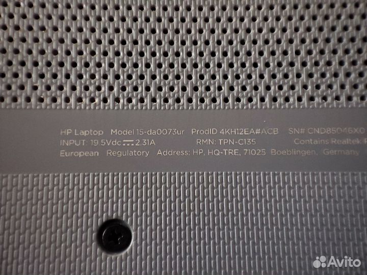 Ноутбук hp 15-da0073 SVA, i3 7020U 4гб DDR4, 500гб