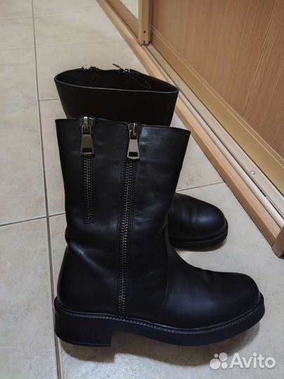 Сапоги zara кожа