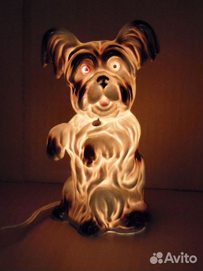 Фарфоровый светильник. Германия.Собака.Скай-терьер