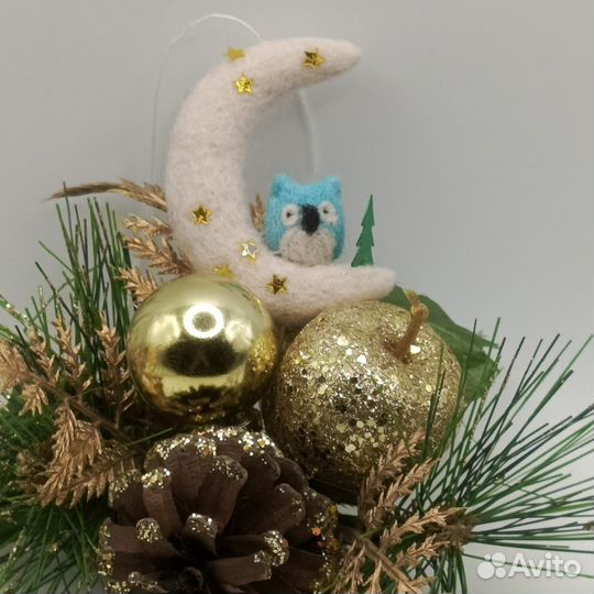 Совенок на луне ручная работа