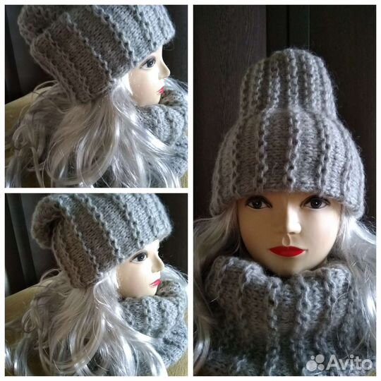 Вязаные комплекты ручной работы Шапка+