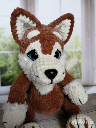 Вязаная игрушка Собака Хаски амигуруми