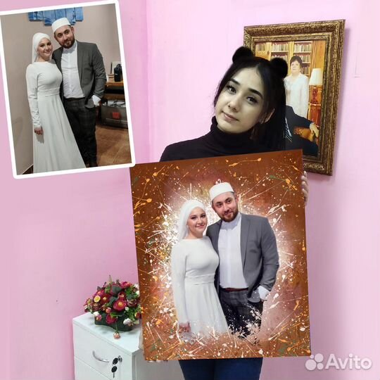 Портрет по фото на холсте