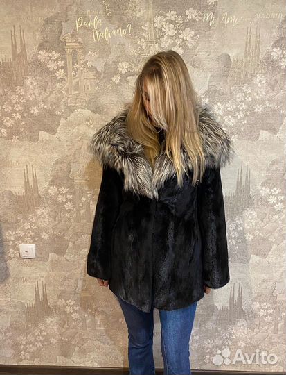Шуба норковая стриженная черная