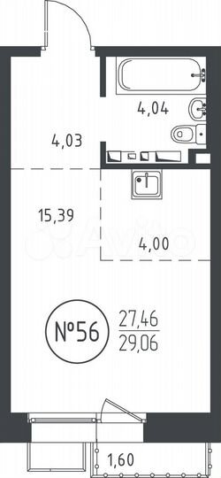 Квартира-студия, 29,1 м², 7/10 эт.