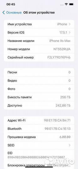 iPhone Xs Max, 256 ГБ