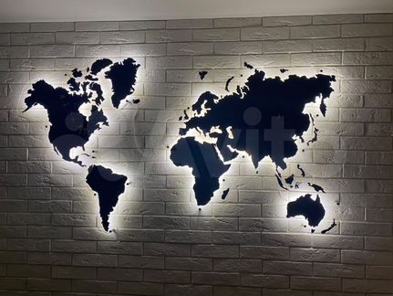 Карта мира из дерева черная в Тольятти