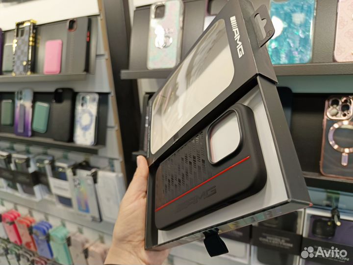 Чехол AMG Carbon Pattern Hard для iPhone 14 Pro