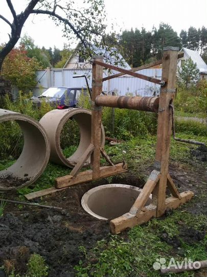 Копка септиков из бетонных / Копка траншеи