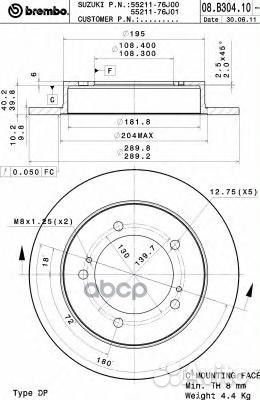 08.B304.10 Диск тормозной suzuki jimny 1.3 98